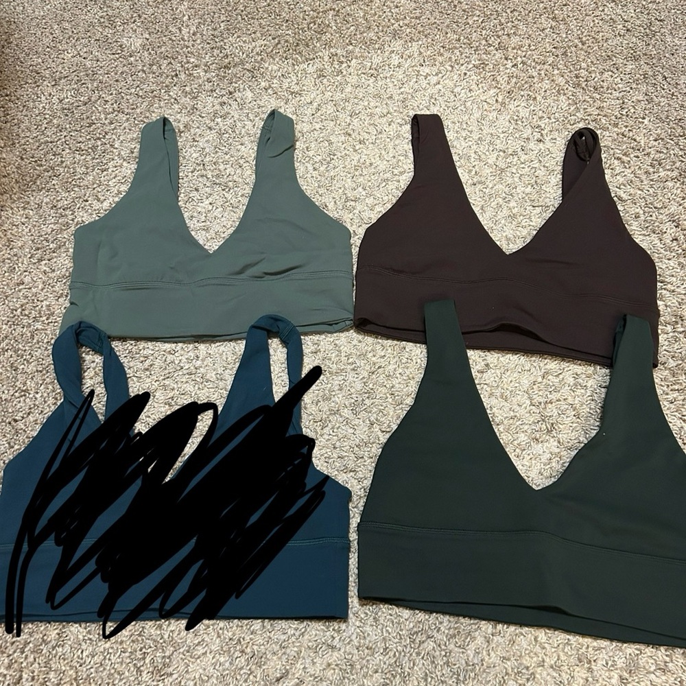 Lululemon Align Bra Bundle-Dark Forest, Sequoia, Rainforest Green, Size 10